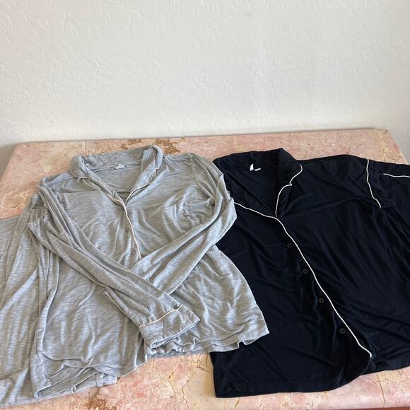 Nordstrom Other - Nordstrom Black Grey Pajama Set of 2 Womens Small Short Sleeve Long Sleeve